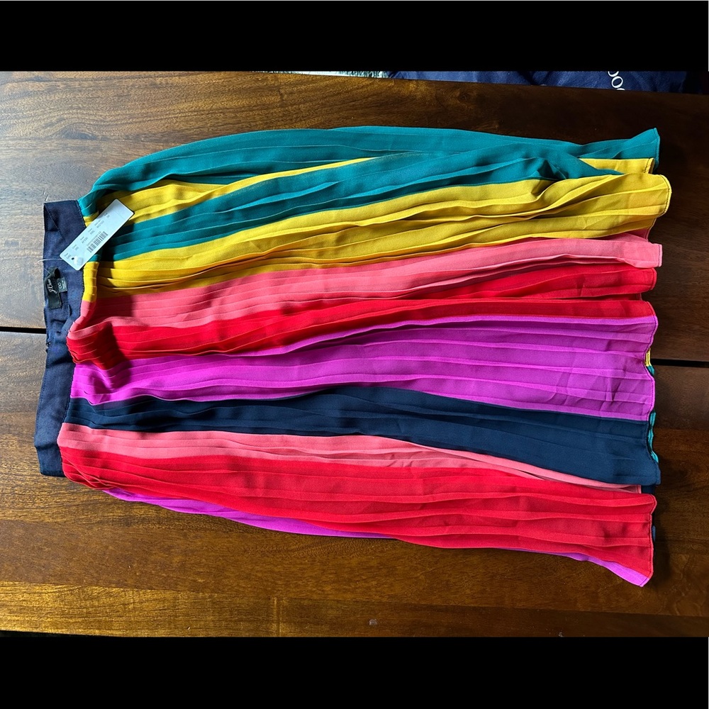 Rainbow pleated midi JCrew skirt